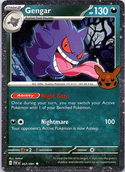 Pokemon Trick-or-Trade 2024 Cosmo Holo Paldean Fates 057/091 Gengar - Image 1