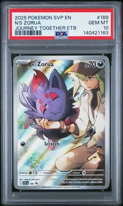 2025 POKEMON SVP EN-SV BLACK STAR PROMO #189 N'S ZORUA PSA 10 - Image 1