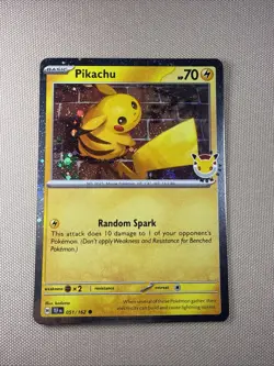 Pokemon TCG Pikachu Pokemon Day Stamped Promo Cosmo Holo NM - Image 1