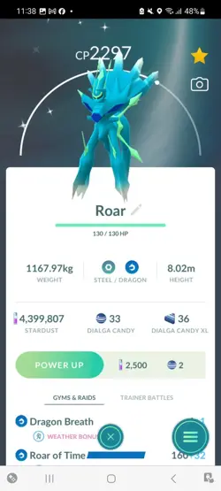 Pokemon Go Legendary Shiny Dialga ( Roar Of Time ) - Image 1