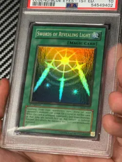 Yugioh PSA 10 Swords of Revealing Light LOB-101 Super Rare 1st Edition WAVY - Image 3