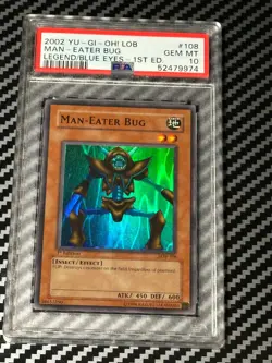 Yugioh PSA 10 Man-Eater Bug LOB-108 Super Rare 1st Edition GLOSSY *9974 - Image 1