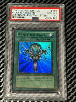 Yugioh PSA 10 Monster Reborn LOB-118 Ultra Rare 1st Edition GLOSSY *7479 - Image 1