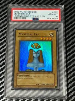 Yugioh PSA 10 Mystical Elf LOB-062 Super Rare 1st Edition GLOSSY *0697 - Image 1