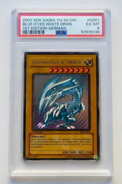 2002 YuGiOh Blue-Eyes White Dragon 1. Auflage SDK-G001 Drache PSA 6 Deutsch - Image 1