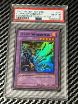 Yugioh PSA 10 Flame Swordsman LOB-003 Super Rare 1st Edition GLOSSY *8860 - Image 1