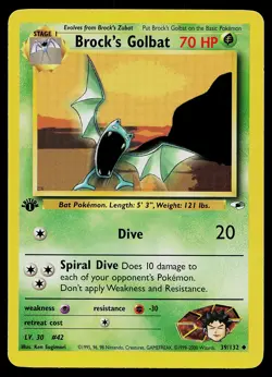 Pokemon Card - Brock's Golbat Gym Heroes 39/132 Uncommon 1st Edition - Image 1