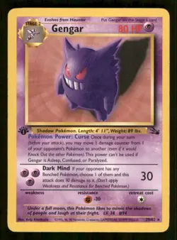 Pokemon Card Gengar Fossil 1st Edition Non Holo 20/62 - Image 1