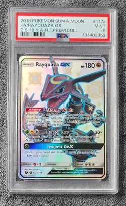 2018 POKEMON SUN & MOON CELESTIAL STORM 177a FULL ART/RAYQUAZA GX 2019 PSA 9 - Image 1