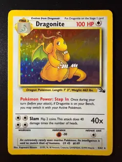 Pokemon TCG 1999 Fossil Unlimited Holo Rare Dragonite (4/62) -LP - Image 1