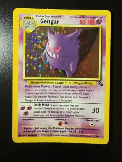 Pokemon TCG 1999 Fossil Unlimited Holo Rare Gengar (5/62) -LP - Image 1