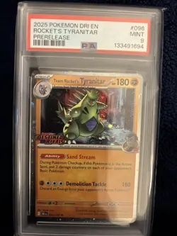 Pokemon Team Rocket's Tyranitar Destined Rivals 096/182 Prerelease Holo PSA 9 - Image 1