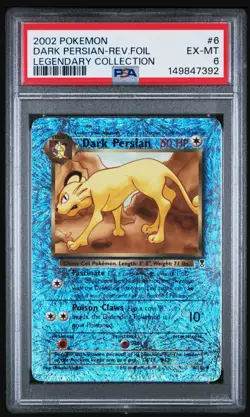 2002 Pokemon Legendary Collection Dark Persian 6/110 Reverse Holo Rare PSA 6 - Image 1