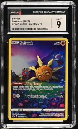 Solrock Pokemon 2023 English Crown Zenith GG15/GG70 Ultra Rare Full Art - CGC 9 - Image 1