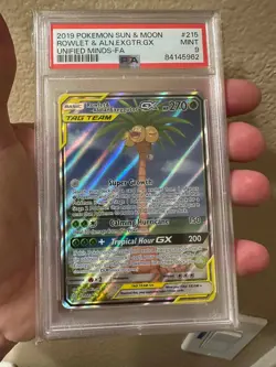 Pokemon Unified Minds Rowlet & Alolan Exeggutor GX #215 PSA 9! Come Look~ - Image 1