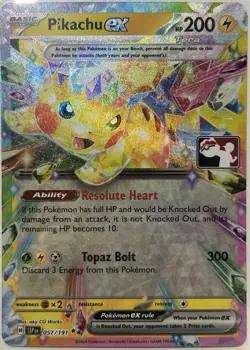 Pikachu ex 057/191, NM+ Stamped Promo, Prize Pack Series 7, Pokemon Play! - Image 1