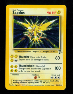 2000 Pokemon Base Set 2 #20 Zapdos Rare Holo MP-HP - Image 1