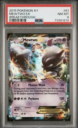 Pokemon Mewtwo EX 61/162 Breakthrough Ultra Rare Holo PSA 8 Pokemon TCG 6+ - Image 1