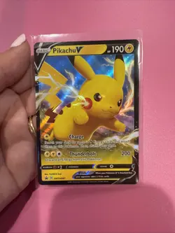 Pokemon TCG Pikachu v SWSH061 Full Art Holo Card Sword and Shield Promo - Image 1