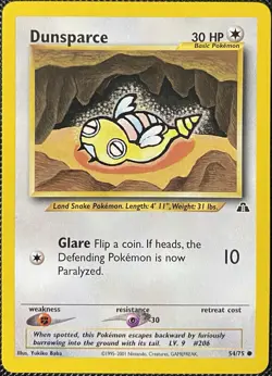 Dunsparce 54/75 Neo Discovery Regular - Pokemon Card - Image 1