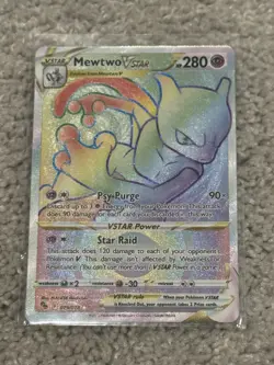 Pokemon Go Mewtwo VSTAR Rainbow Secret Rare TCG Card 079/078 - Image 1