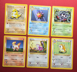 6 Card Pokemon Base Set Shadowless Lot Raticate, Rattata, Ponyta, Starmie MP-HP - Image 1