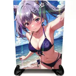 Genshin Impact Keqing Sexy Bikini Anime Waifu Girl Lewd Goddess Story Art Card - Image 1