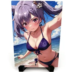 Genshin Impact Keqing Sexy Bikini Anime Waifu Girl Lewd Goddess Story Art Card - Image 2