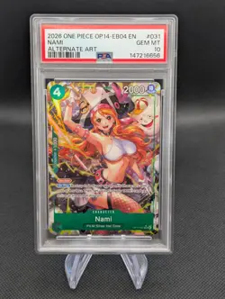 One Piece TCG OP14-031 SR Alt Art NAMI Azure Sea's Seven PSA 10 Gem Mint - Image 1