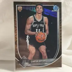 Carter Bryant Chrome Reptilian Refractor Rookie 2025-26 Bowman Card BCV-14 Spurs - Image 1