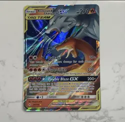 Pokemon Reshiram & Charizard GX 20/214 Holo Card LP/MP Bent Front Clean Back - Image 1