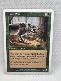 Lone Wolf Creature Card 7th Edition MTG Mythic Relics NM Magic The Gathering - Image 1