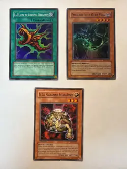 3x Spanish Yu-Gi-Oh Cards Lot Flute of Summoning Dragon + Emissary + Fusion Mons - Image 1