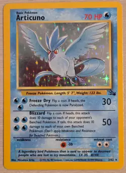 1999 Pokemon Articuno Fossil Holo Unlimited Rare Card 2/62 LP Condition Vintage - Image 1