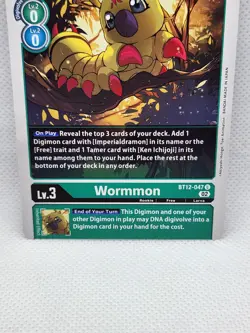 Wormmon BT12-047 U Across Time Digimon Card Game Green Uncommon Rookie Larva NM - Image 3