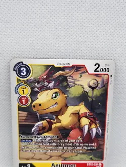Agumon BT12-034 Digimon Card Game NM English Red Yellow Multi-Color Rookie Dino - Image 2