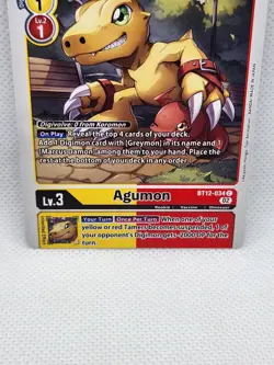 Agumon BT12-034 Digimon Card Game NM English Red Yellow Multi-Color Rookie Dino - Image 3