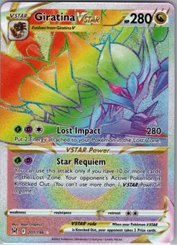 Giratina VSTAR (Secret) 201/196 Swsh11: Lost Origin Holo RAINBOW Pokemon NM - Image 1