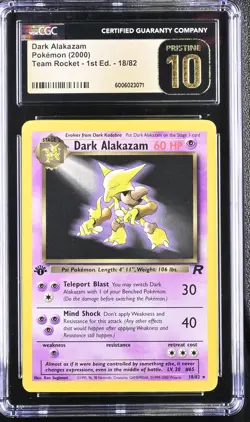 2000 Team Rocket - 1st Ed. Dark Alakazam 18/82 CGC PRISTINE 10 POP 4 Pokemon - Image 1