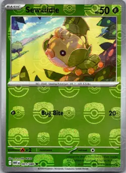 Sewaddle (Master Ball Pattern) 001/086 Common White Flare Pokemon Holo Near Mint - Image 1