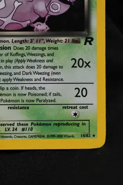 Dark Weezing 14/82 LP Team Rocket Holo Unlimited Pokemon TCG - Image 4