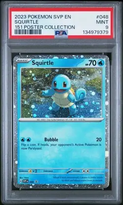 2023 POKEMON SVP EN-SV BLACK STAR PROMO 151 POSTER COL #048 SQUIRTLE PSA 9 SWIRL - Image 1