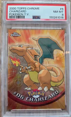 2000 Topps Chrome Pokemon TV #6 Charizard PSA 8 NM-MT - Image 1
