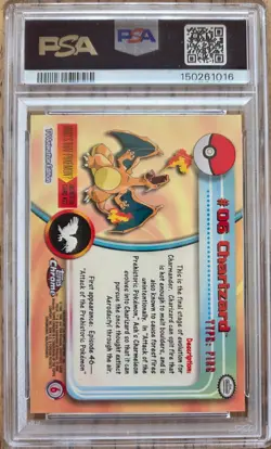 2000 Topps Chrome Pokemon TV #6 Charizard PSA 8 NM-MT - Image 2