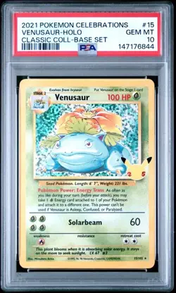 Pokemon Venusaur Celebrations Classic Coll. Base Set Holo #15 PSA 10 - Image 1