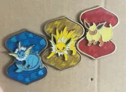 💎Official Pokemon Jolteon Vaporeon Flareon Vmax Collection Pins Set Of 3 - Image 1
