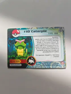 Pokemon TOPPS #10 Caterpie Non-Holo Black Logo MP RARE TV Animation Edition LP - Image 2