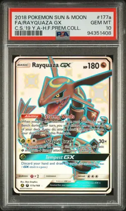 Pokemon Rayquaza GX Hidden Fates Premium Coll. Promo #177a PSA 10 - Image 1