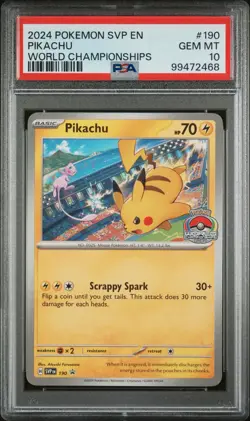 2024 POKEMON SVP EN-SV BLACK STAR PROMO WORLD CHAMPIONSHIPS #190 PIKACHU PSA 10 - Image 1