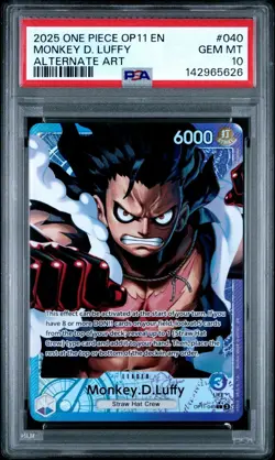 2025 One Piece OP11 EN Monkey D Luffy Alternate Art #040 PSA 10 GEM MINT - Image 1